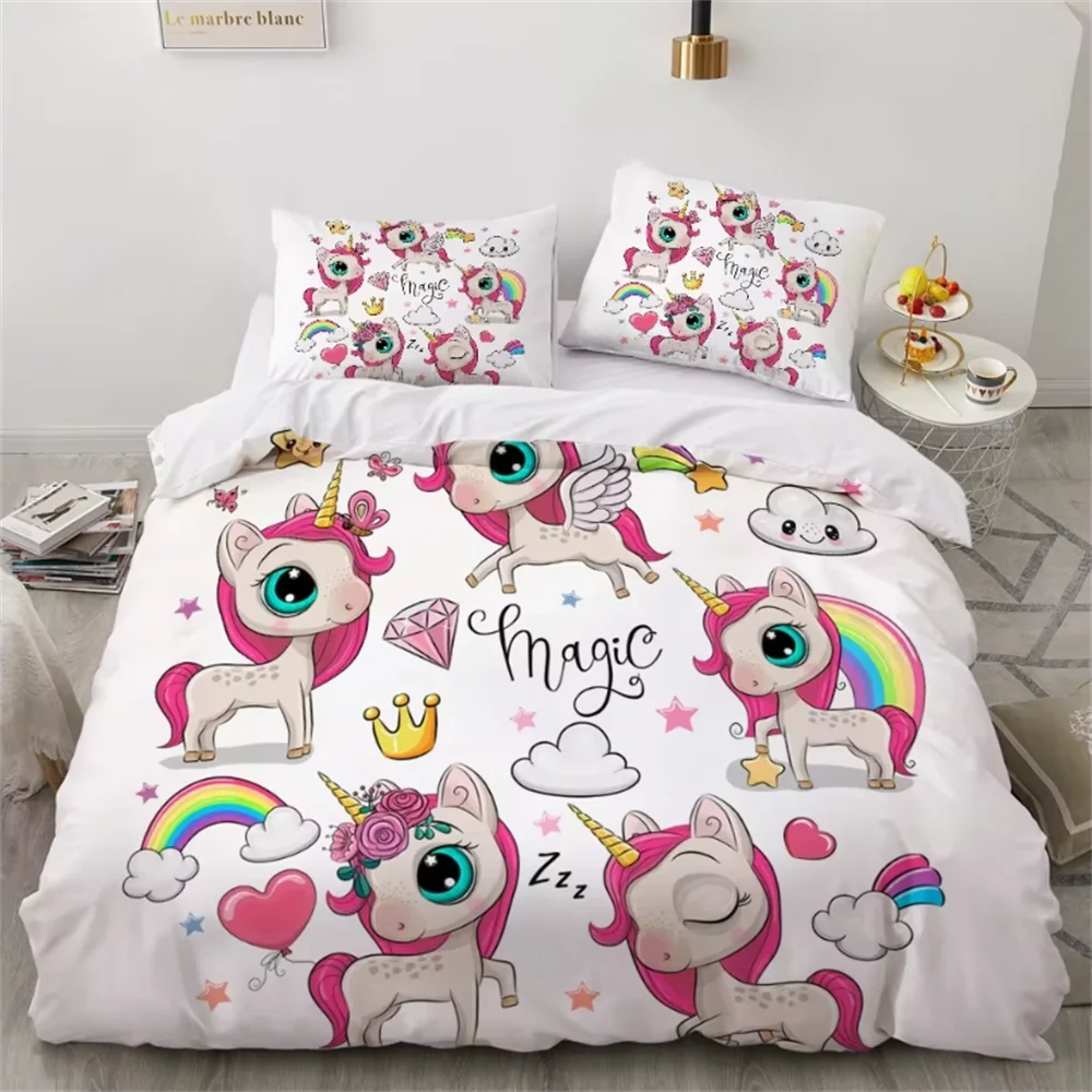 Soft &amp; Colorful Unicorn Print Kids Bedsheet Set childrensterritory
