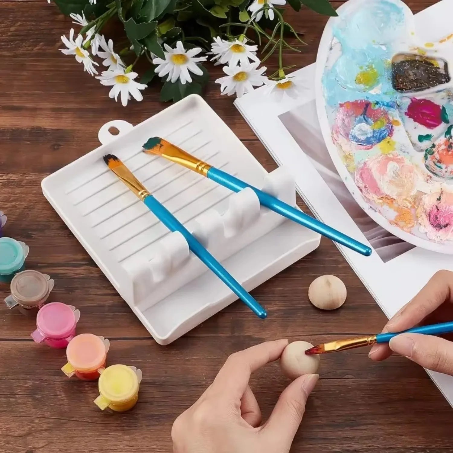 1Pc 4 Slots Painting Brushes Rest Drip Tray for Kids