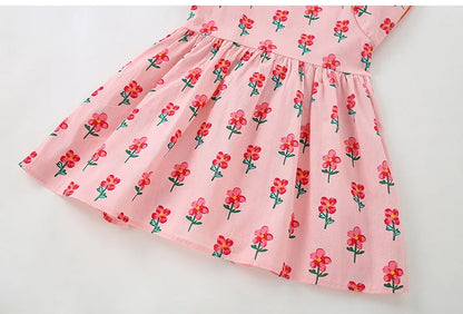 A-LINE Flower Print Little Girls Casual Summer Dress childrensterritory
