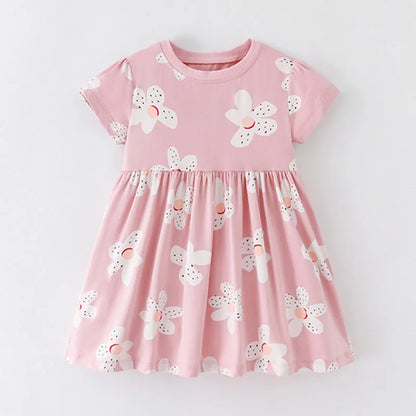 Kids Girls Floral Print Casual Cotton Dresses for Summer childrensterritory