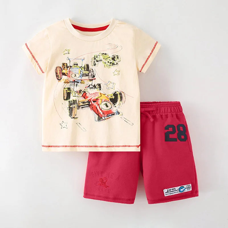 Kids Boys Short Sleeve Cartoon Print Clothing Sets childrensterritory