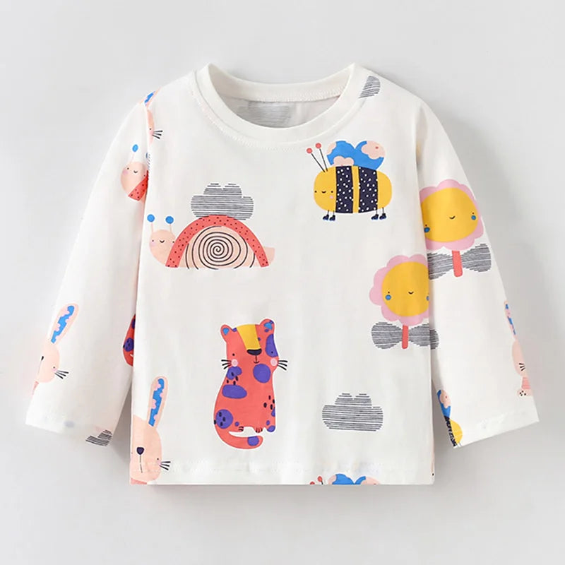 Full-Sleeve Cartoon Design Cotton T-Shirts For Girls