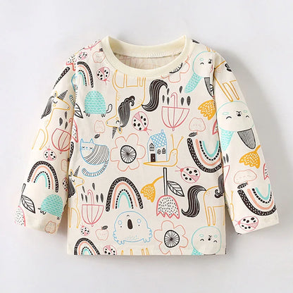 Full-Sleeve Cartoon Design Cotton T-Shirts For Girls childrensterritory