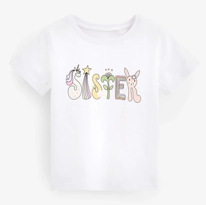 Kids Girls Letter Print Cotton T-shirt and Leggings Set for Summer childrensterritory