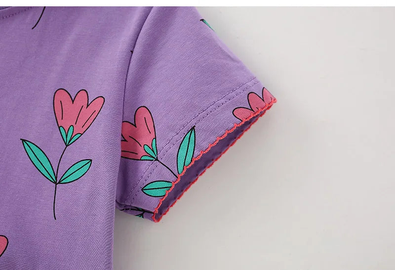 Little Girls Flower Print Summer Casual A-LINE Dresses childrensterritory