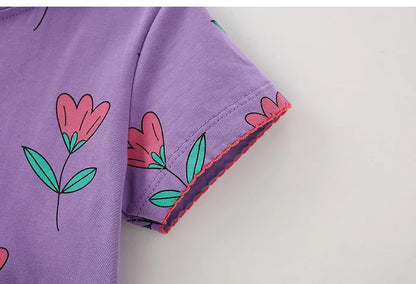 Little Girls Flower Print Summer Casual A-LINE Dresses childrensterritory
