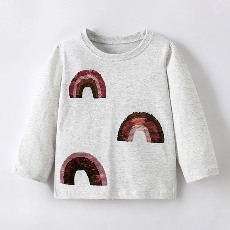 Full-Sleeve Cartoon Design Cotton T-Shirts For Girls