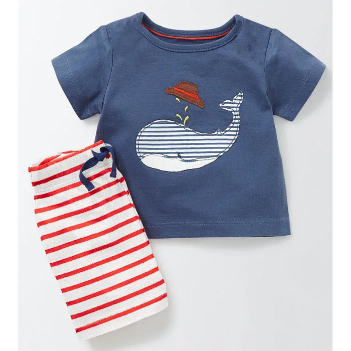 Kids Boys Short Sleeve Cartoon Print Clothing Sets childrensterritory