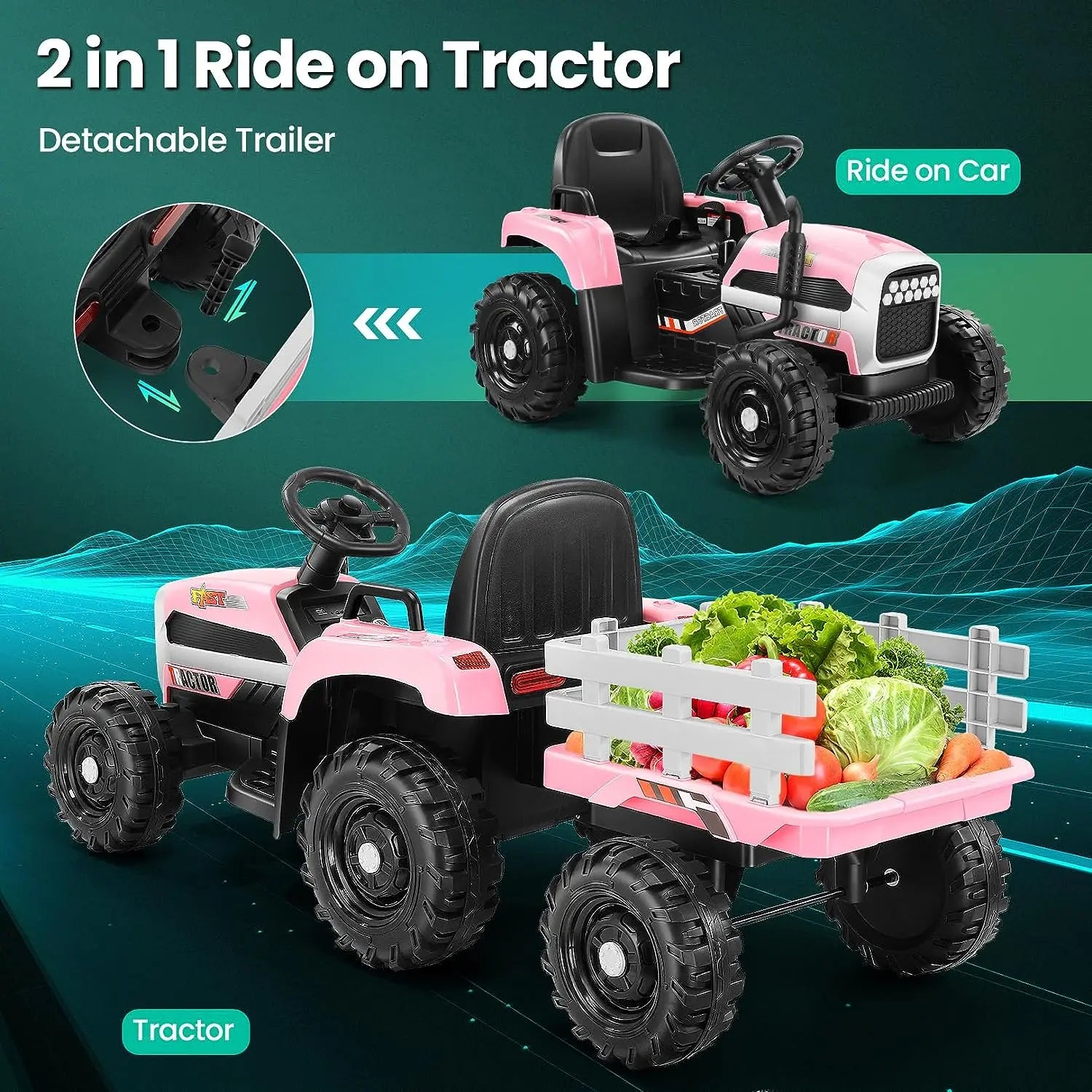 12V Electric Ride on Tractor w/ Parent Remote for Kids childrensterritory