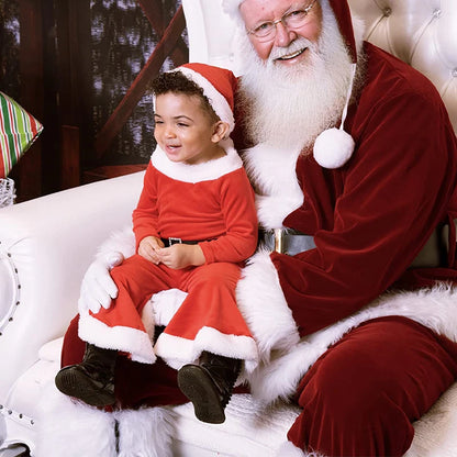 Kids Elegant Velvet Suit with Bell Bottom Pants for Christmas