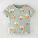 Kids Girls Stylish Cartoon Animal Prints Cotton Tops Tees for Summer childrensterritory