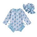 Floral Print Baby Girl Backless Long Sleeve Swimwear childrensterritory
