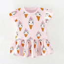 Kids Girls Floral Print Casual Cotton Dresses for Summer childrensterritory
