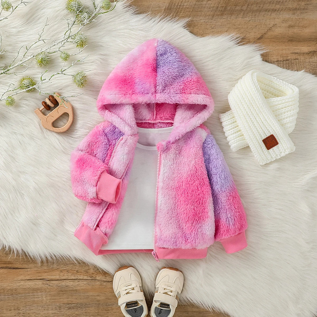 Baby Girl Colorful Stylish Warm Fleece Winter Hooded Coat childrensterritory