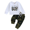 Baby mama's Boys Letter Print Top and Elastic Pants Set childrensterritory