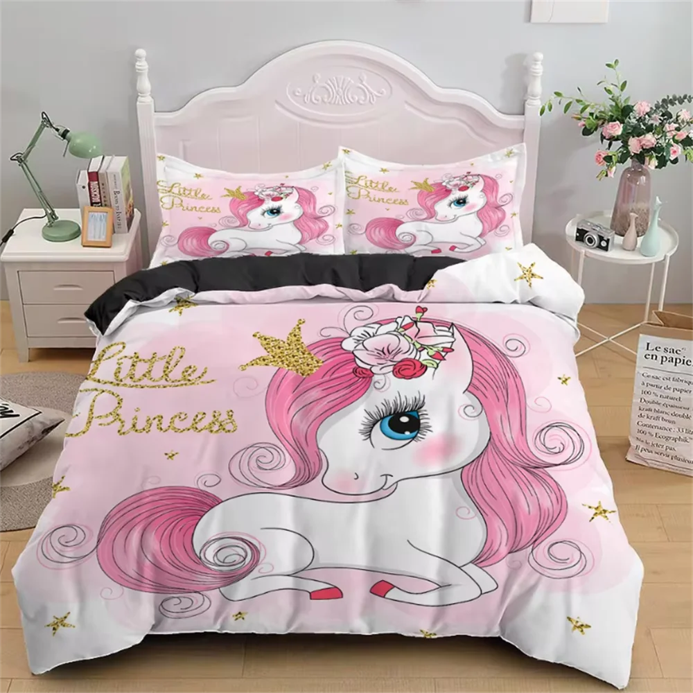 Soft &amp; Colorful Unicorn Print Kids Bedsheet Set childrensterritory
