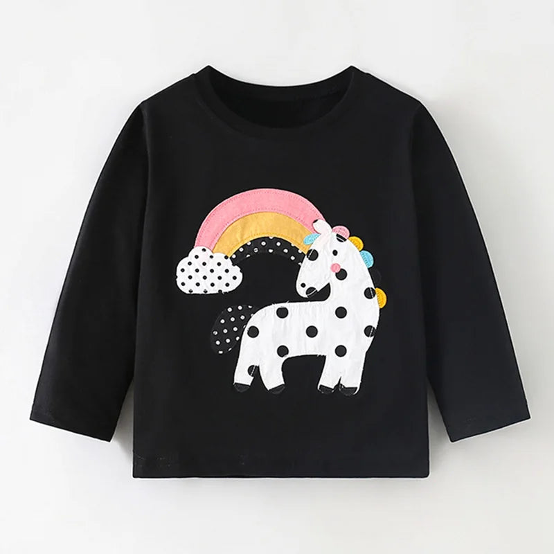 Full-Sleeve Cartoon Design Cotton T-Shirts For Girls childrensterritory