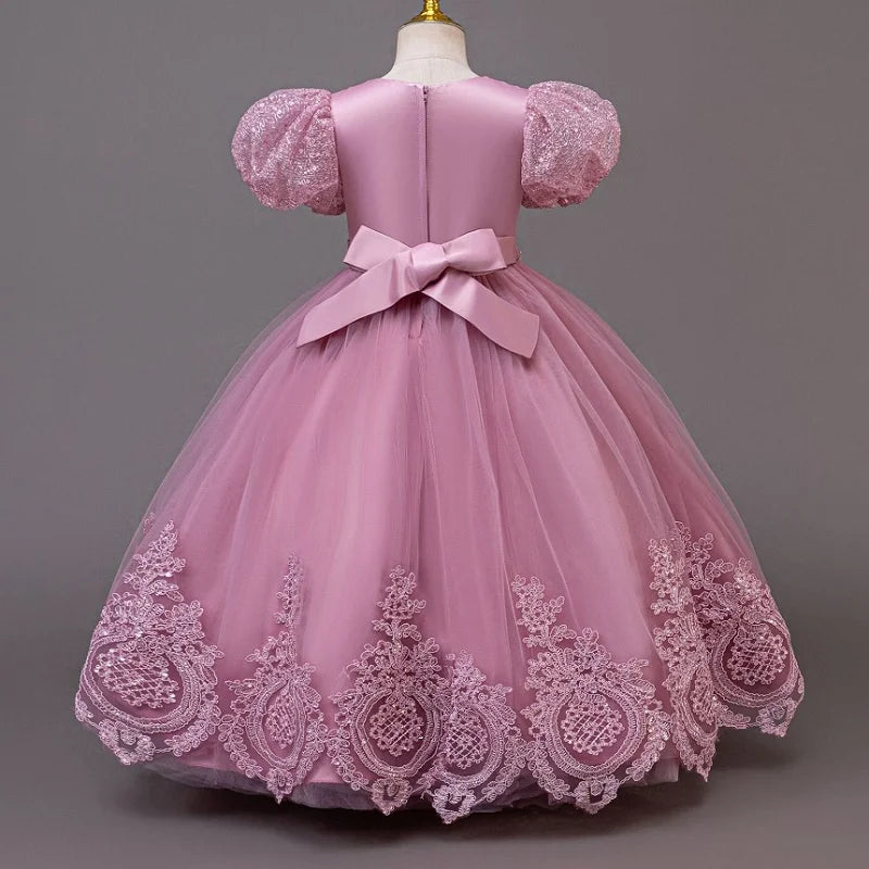 Formal Kids Girls Floral Long Party Dresses