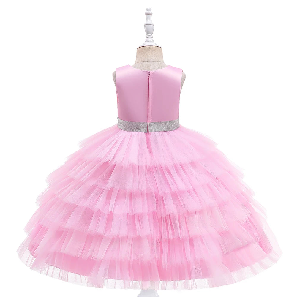 Kids Girl Fluffy Flower Wedding Birthday Party Dresses