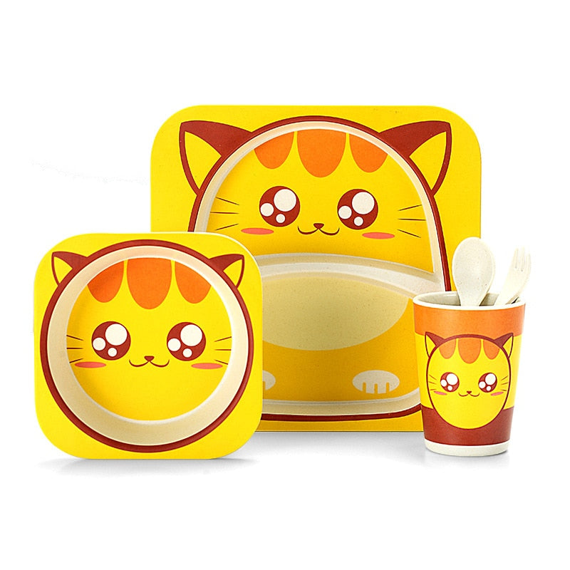 Cartoon Design Bamboo Fiber Tableware for Baby Feeding childrensterritory