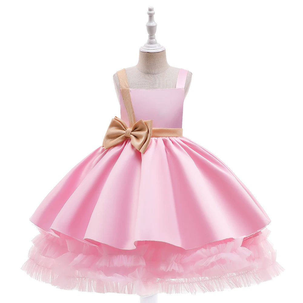 Kids Girls Sequins Bow Tutu Princess Dress for Birthday Party