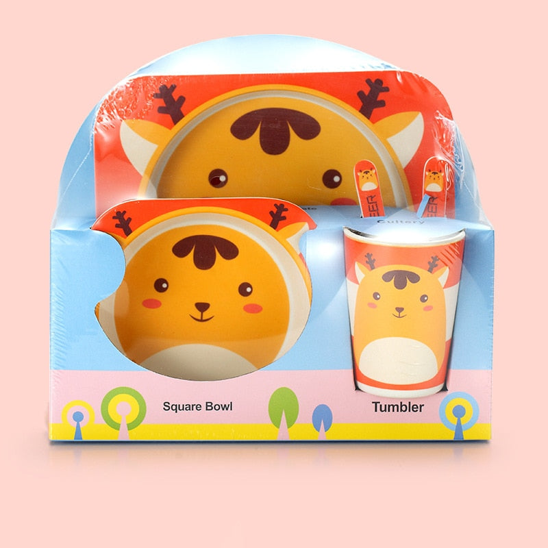 Cartoon Design Bamboo Fiber Tableware for Baby Feeding childrensterritory