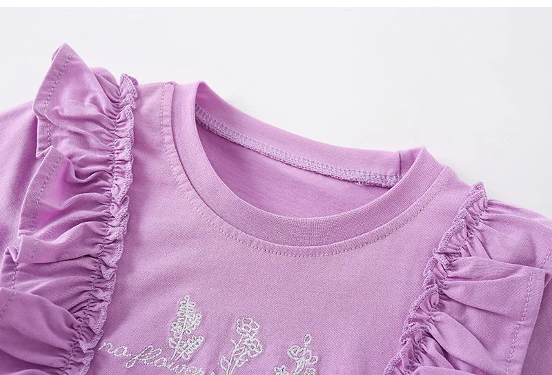 Kids Girls Casual Cartoon Design Cotton Top Tees childrensterritory