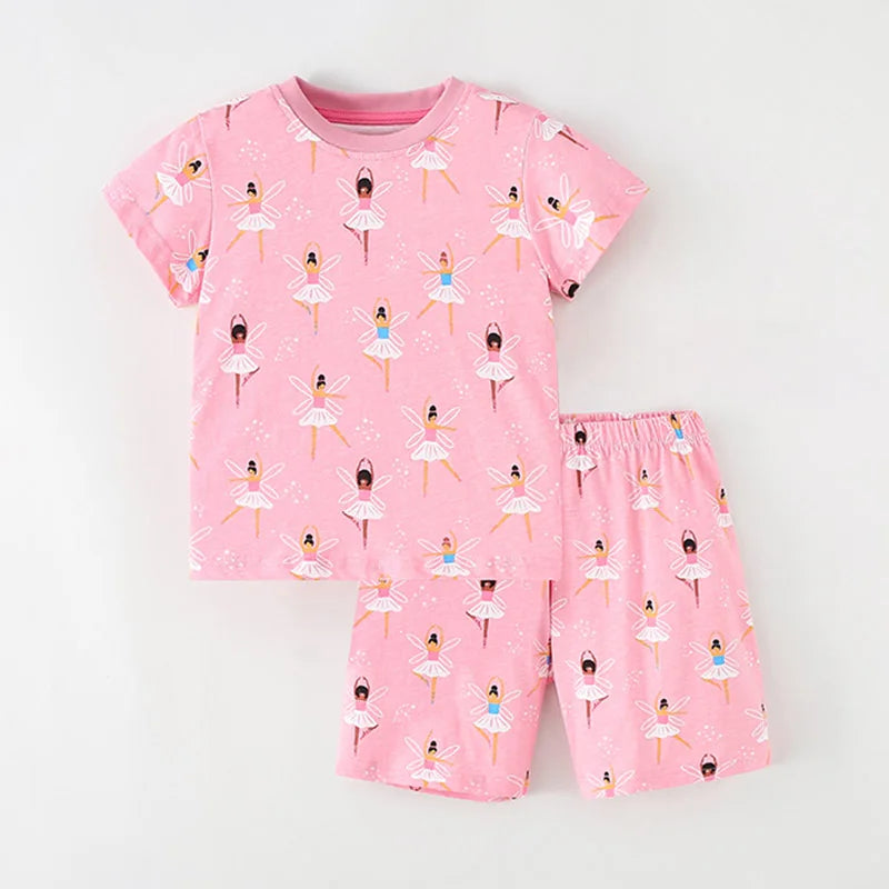 Little Girls Cartoon Design 2pcs Summer Cotton Clothing Sets childrensterritory