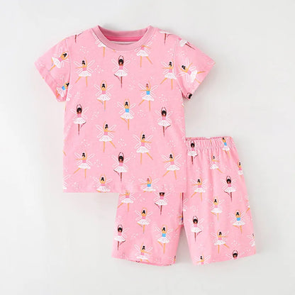 Little Girls Cartoon Design 2pcs Summer Cotton Clothing Sets childrensterritory
