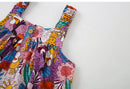 Kids Girls Cartoon Flower Print Cotton Summer A-LINE Dress childrensterritory