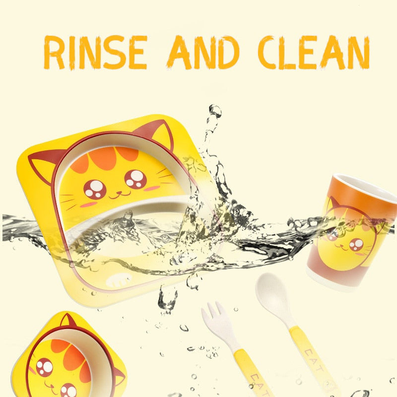 Cartoon Design Bamboo Fiber Tableware for Baby Feeding childrensterritory
