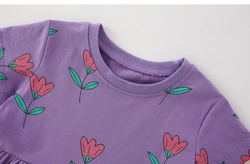 Little Girls Flower Print Summer Casual A-LINE Dresses childrensterritory