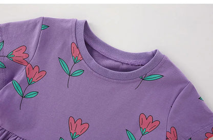 Little Girls Flower Print Summer Casual A-LINE Dresses childrensterritory