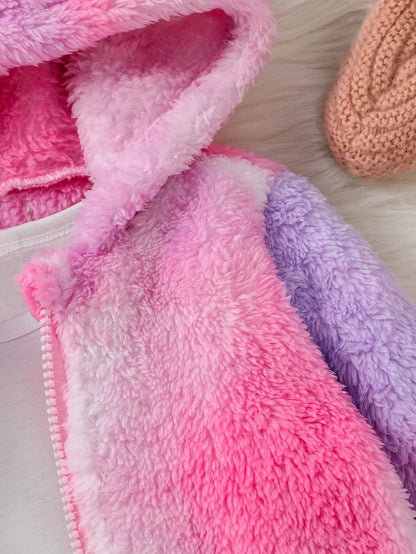Baby Girl Colorful Stylish Warm Fleece Winter Hooded Coat childrensterritory