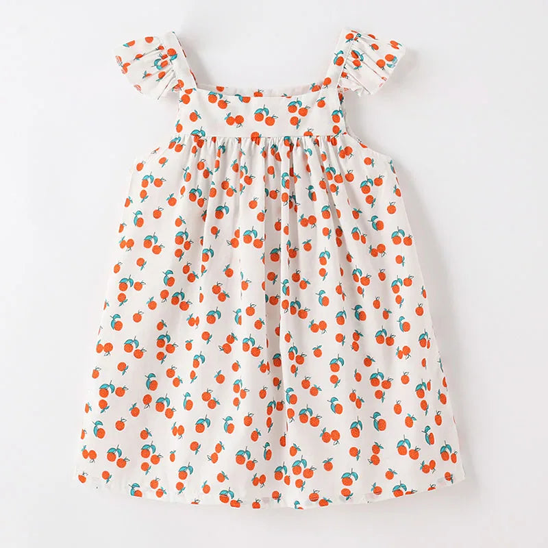 Kids Girls Floral Print Casual Cotton Dresses for Summer childrensterritory