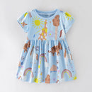Kids Girls Floral Print Casual Cotton Dresses for Summer childrensterritory