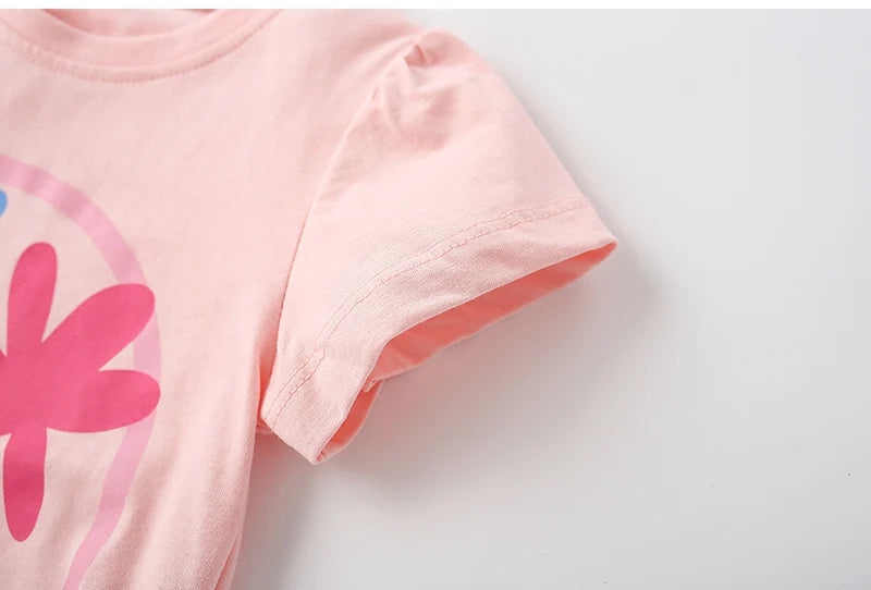 Kids Girls Combed Cotton Floral Tees for Summer childrensterritory