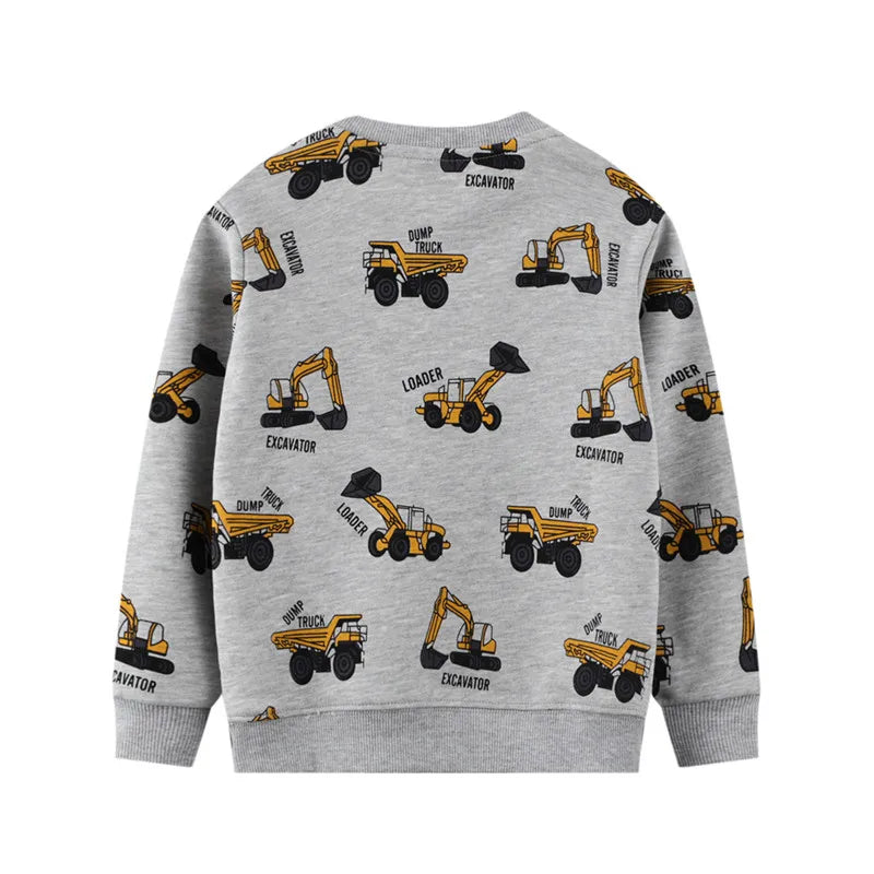 Cartoon Vehicle Design Kids Boys Cotton Sweatshirts