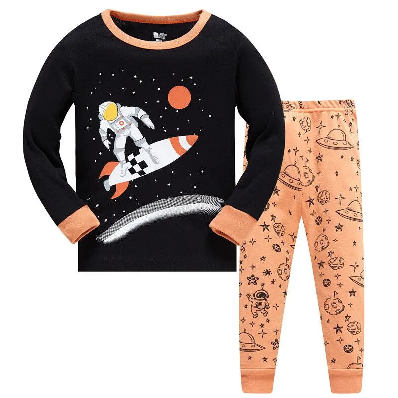 Kids Boys Space Rockets Printed Sleepwear Pajamas childrensterritory
