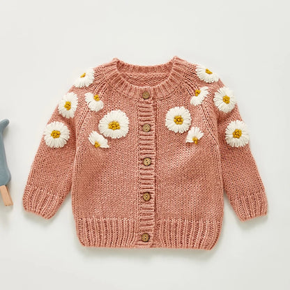 Baby Girls Long Sleeve Embroider Knit Cardigan childrensterritory
