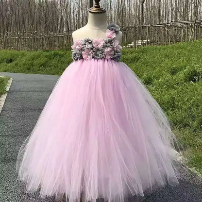 Party Dresses for Girls: Ball Gown Flower Design with Daisy Ribbons