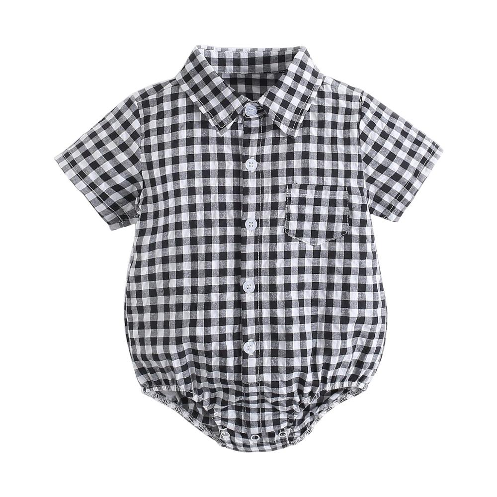 Plaid Cotton Baby Boys Short Sleeve Summer Bodysuit childrensterritory