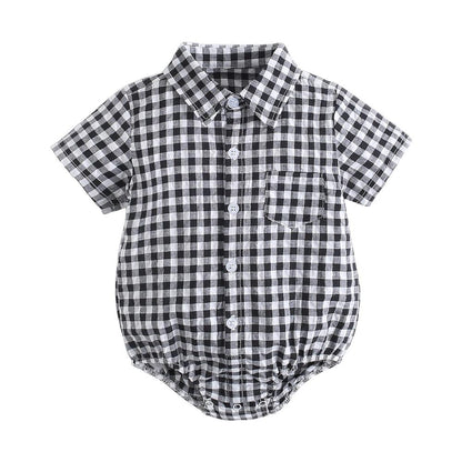 Plaid Cotton Baby Boys Short Sleeve Summer Bodysuit childrensterritory