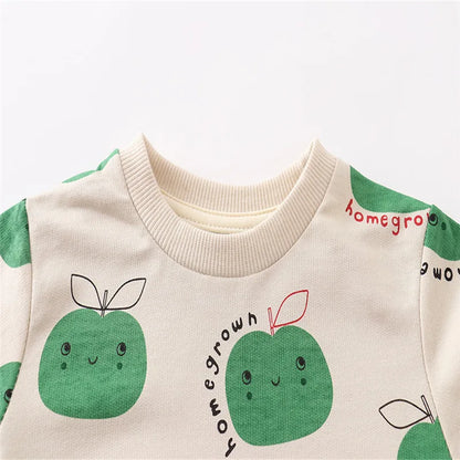 Cartoon Letter Print Kids Girls Sweatshirts childrensterritory