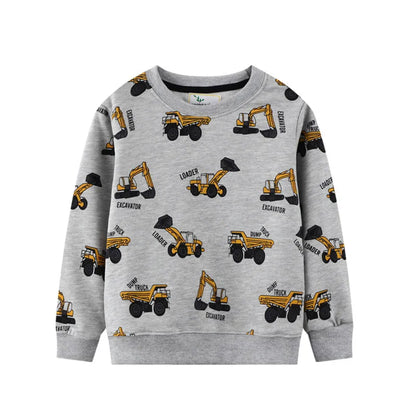 Cartoon Vehicle Design Kids Boys Cotton Sweatshirts childrensterritory