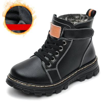 Kids Unisex High Top Fur And Laces Design Leather Shoes childrensterritory