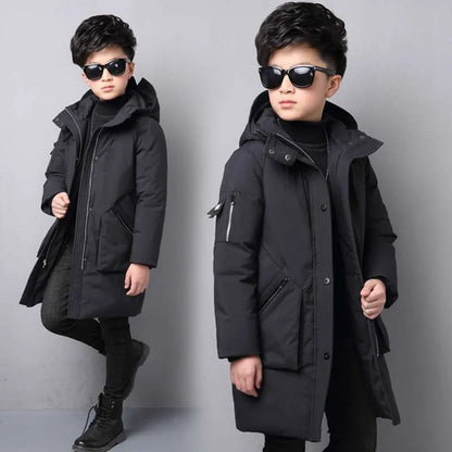 -30 Degree Waterproof Warm Down Hooded Coat for Teen Boys childrensterritory