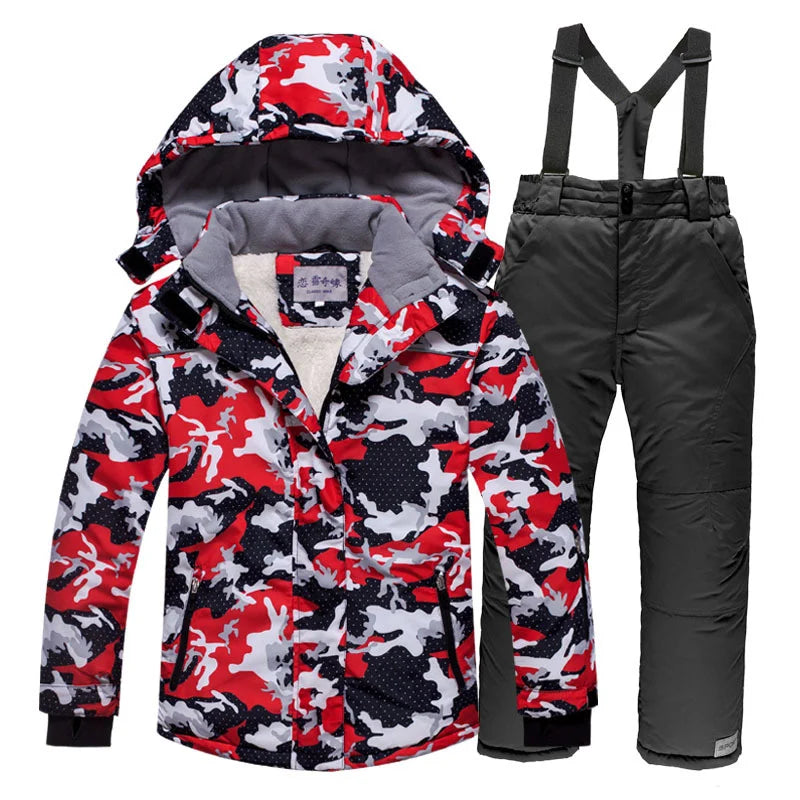 Kids Waterproof Warm Fleece Snow Suits Set childrensterritory