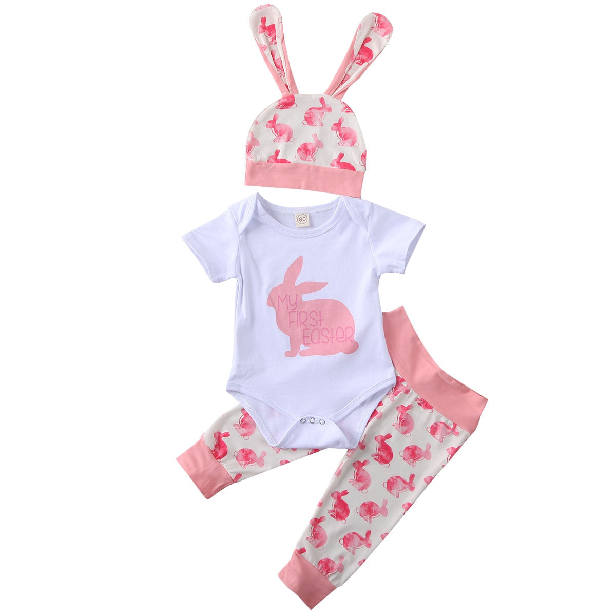 Bunny Print 3PCS Summer Outfits Set For Baby childrensterritory