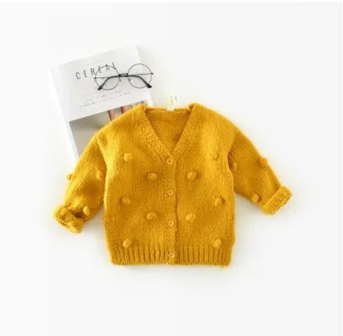 Toddler Girls Warm Knitted 3D Ball Sweater